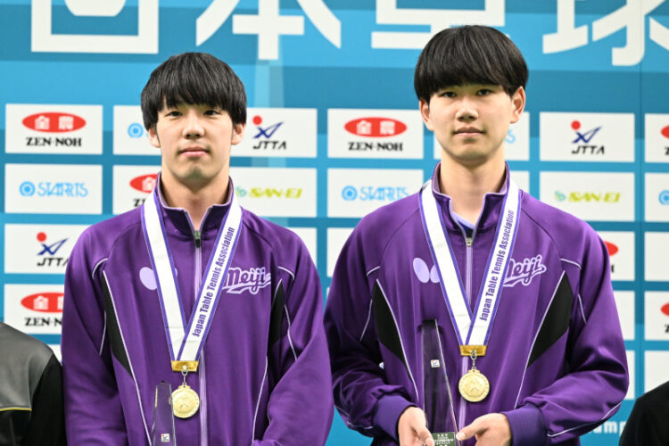 全日本卓球選手権大会・男子ダブルスで飯村悠太選手･木方圭介選手のペアが初優勝（明治大学体育会卓球部）